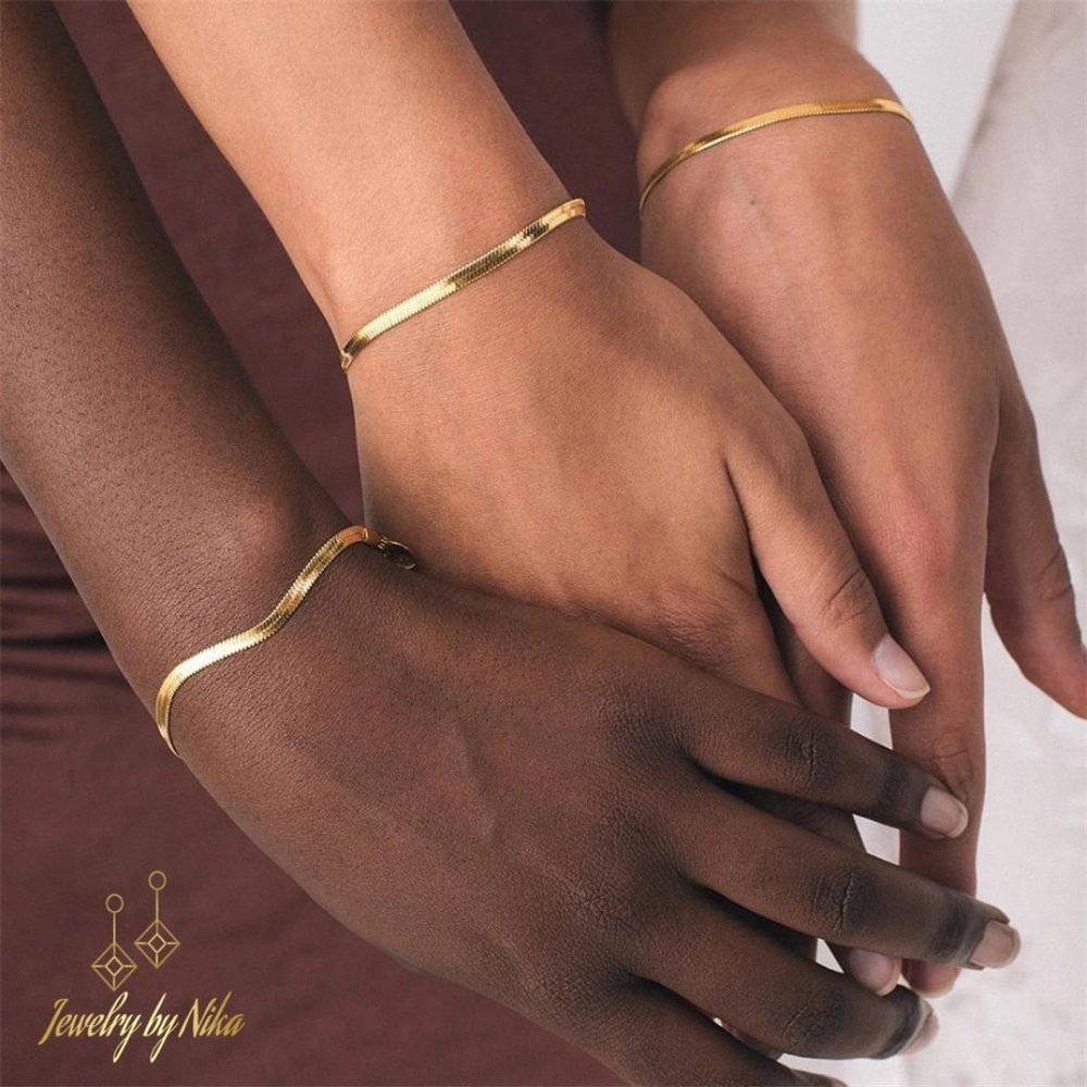 NEW 14K Yellow Gold Serpentica Chain Boho Minimalist Luxury Bracelet